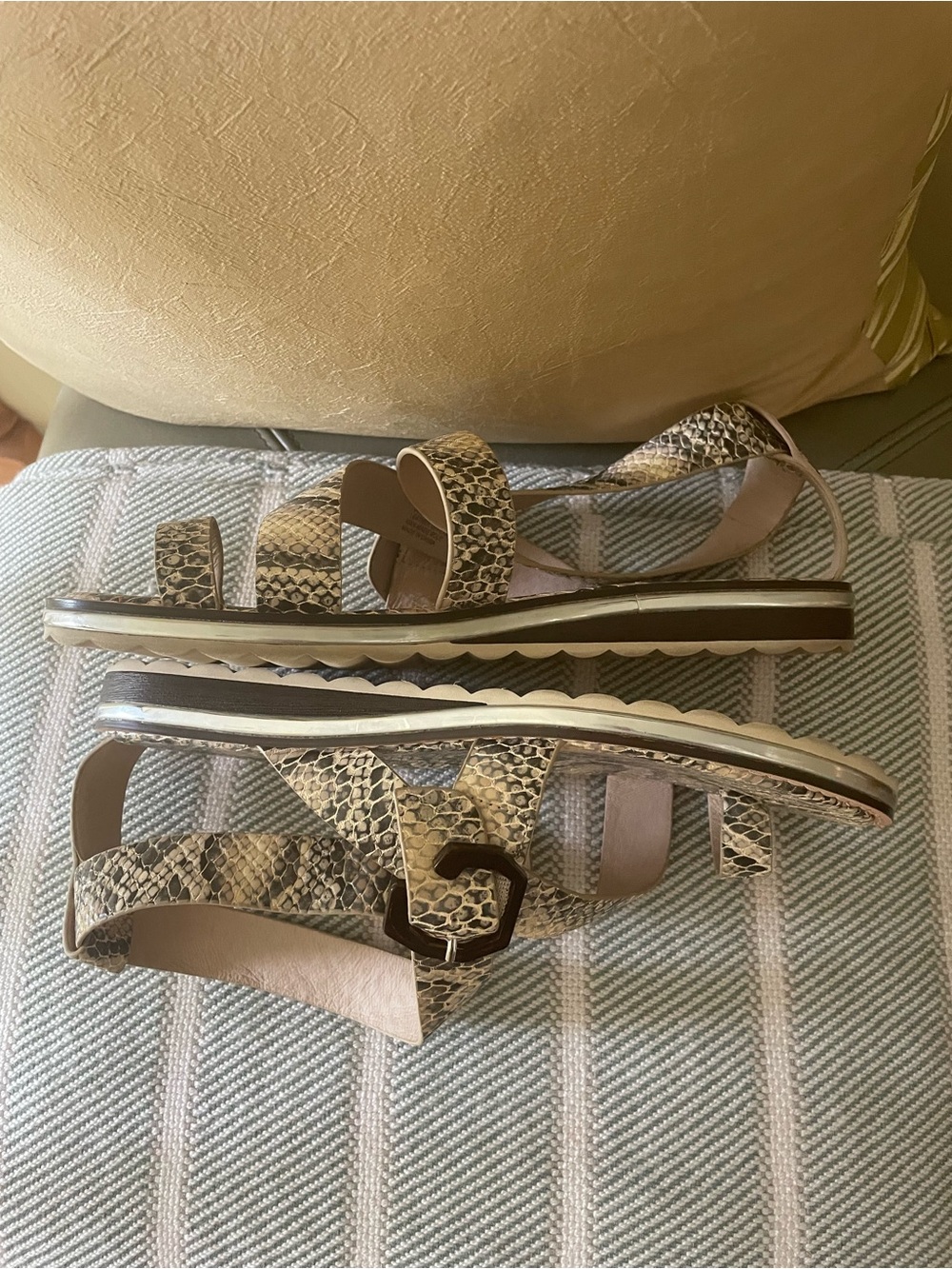 EUC-Louise et Cie Snakeskin-Pattern Sandal - Taupe and Brown - Picture 5 of 14